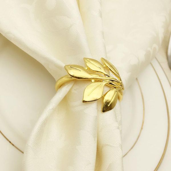 

6pcs napkin ring serviette holder table decoration leaves shaped dinner room metal plating banquet wedding party buckle home rings