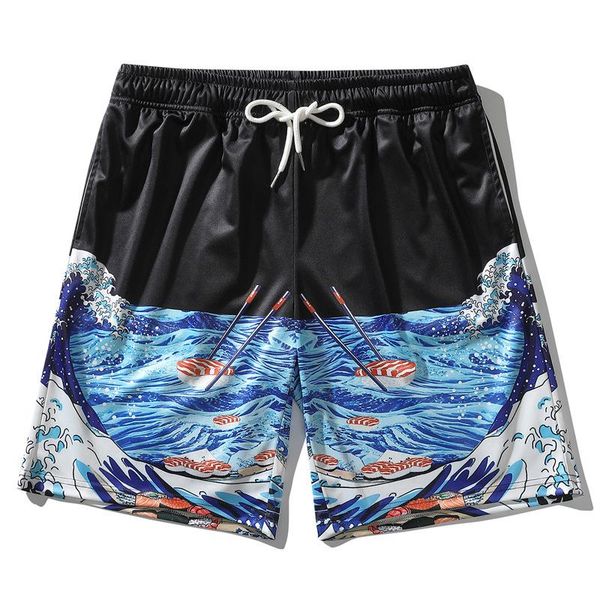 

men's shorts european and american beach surf tide brand pants 2021 summer loose printing, White;black