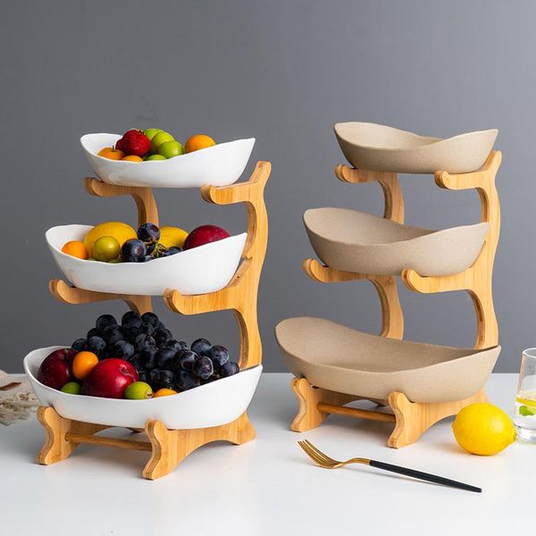 

dishes & plates one / two three-layer fruit plate basket holder plastic cake stand modern dried dish for living room home