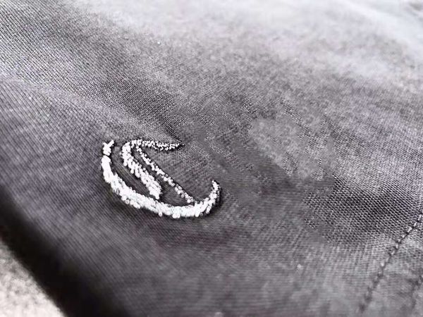 

summer grey chaoke cement + cross t-shirt silver thread chest embroidery men's and women's casual short sleeve, Gray