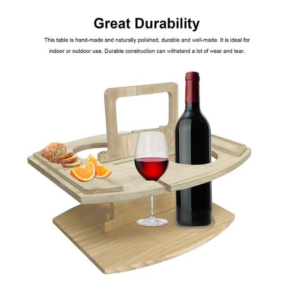 

camp furniture portable table folding for outdoor picnic wine glasses & snack cheese tray holder wood travel hand-made tool
