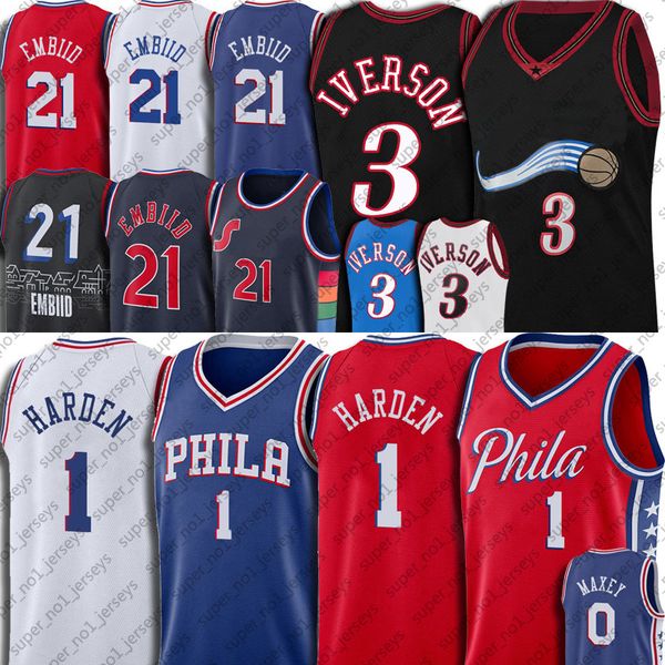 1 James Harden Joel 21 Embiid Jersey Basketball Tyrese 0 Maxey Throwback 3 Allen Julius Iverson Erving Jerseys