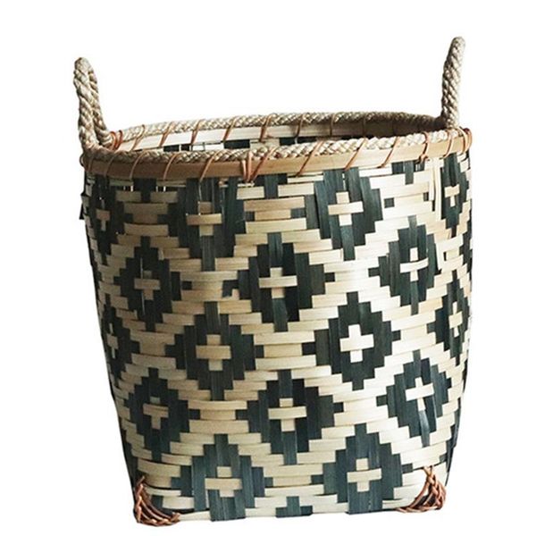 

laundry storage & organization bamboo basket barrel circular rattan