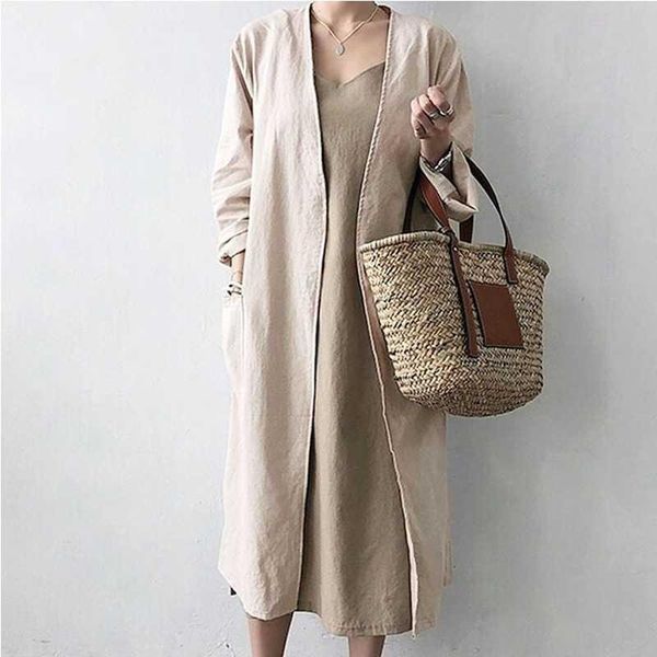 

women's trench coats plus size summer long women cardigan woman's sleeve blouse open point shirt beach cover outward, Tan;black