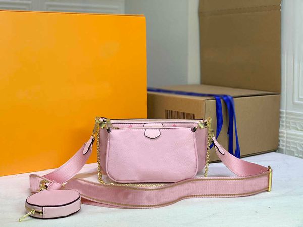 

flower classic flowerclassic flowerpink three-piece bag oblique designer handbags women fashion chain shoulder bags printed canvas material