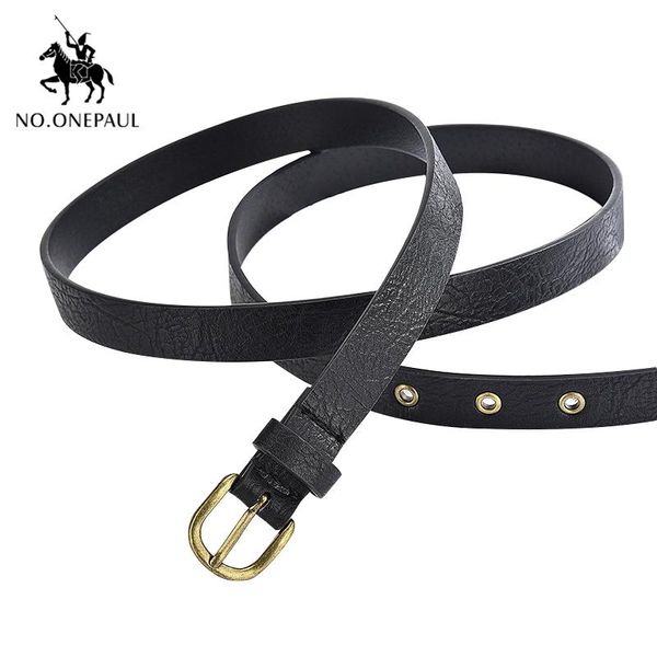 

belts no.onepaul women fashion alloy pin buckle material with slim jeans ladies leather thin belt, Black;brown