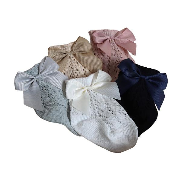 

caps & hats baby children's girls socks with bow decoration hollow mesh design princess style clothing accessories, Yellow