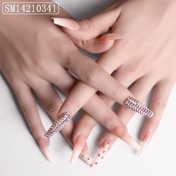 

false nails nail art 24pcs patch glue type trapezoid long paragraph fashion manicure save time ey669, Red;gold