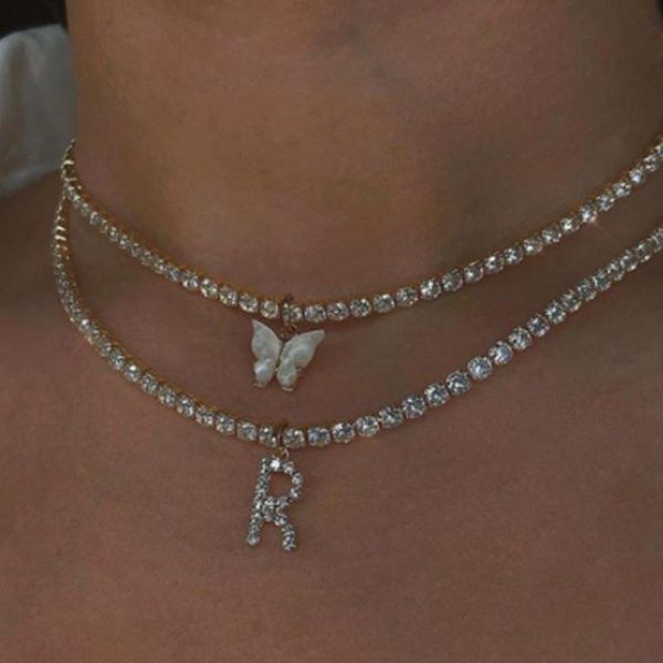 

chains dazzling acrylic butterfly choker necklace rhinestone chain white black color simple clavicle animal korean jewelry, Silver