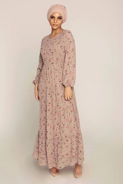

Chiffon Floral Print Muslim Hijab Dress Dubai Abaya Turkey Maxi Dresses for Women Islamic Clothing Kaftan Caftan Vestidos Largos
