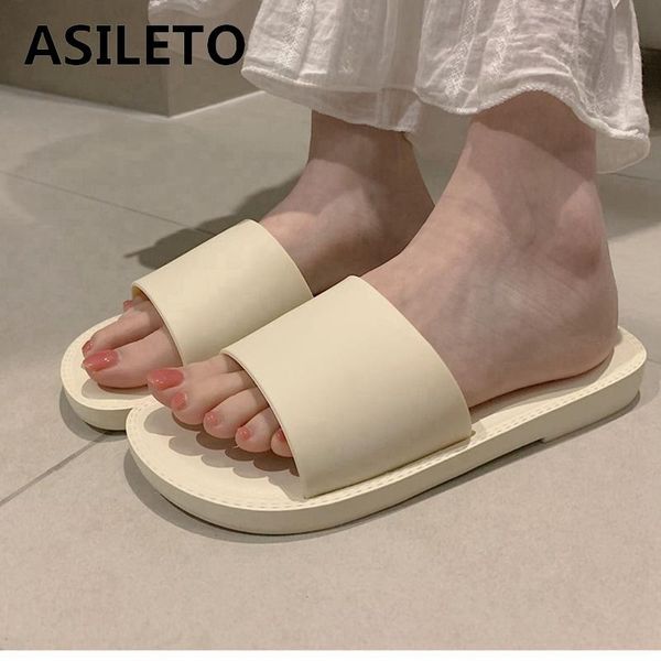 

women couple slipper open toe simple classic flat ins indoor bathroom big size 40 casual summer d590 slippers, Black