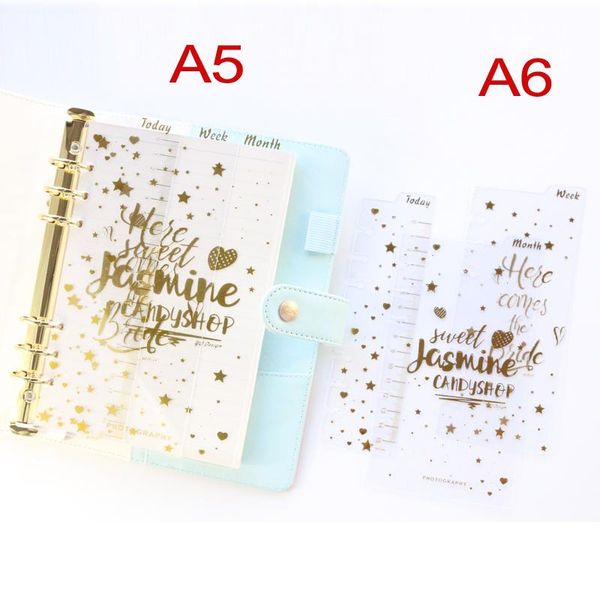 

notepads domikee cute gold foil transparent pp 6 holes ruler dividers set for spiral agenda planner organizer notebooks stationery a5a6, Purple;pink