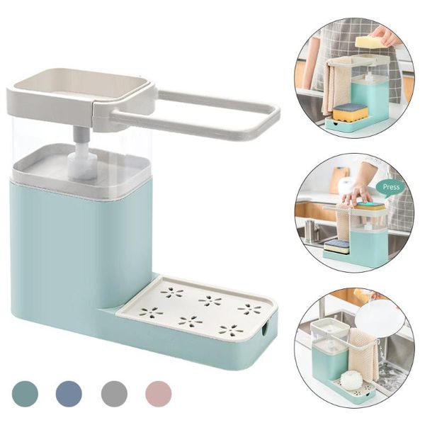 

liquid soap dispenser multifunctional dish bowl washing automatic towel sponge holder manual press kitchen tool