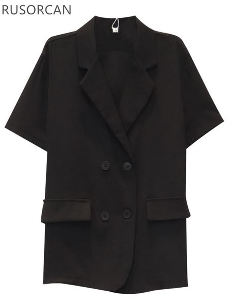 

women's suits & blazers blue suit short-sleeved summer korean style 2021 loose thin section fried street solid color lapel jacket fashi, White;black