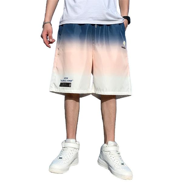 

summer men shorts jogger hip hop fitness daisy tie dye print trousers beach personality gradient color men's, White;black