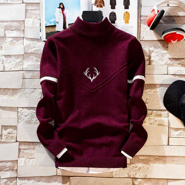 Homens 2020 Novo Sweater Hip Hop com veado Impresso Mens Christmas Sweaters Turtleneck Slim Fit puxar homme y0907