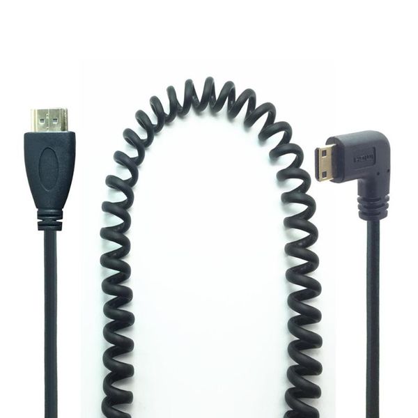 

audio cables & connectors cable left right angled mini to gold-plated spring curl v1.4 3d high premium for sony canon camcorders