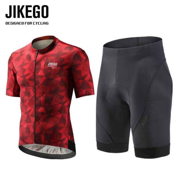 

racing sets jikego men short sleeve bike jersey 3d gel pad cycling shorts mtb road bicycle maillot ropa ciclismo, Black;blue
