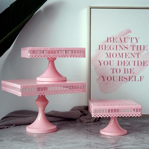 

other bakeware square openwork lace wrought iron cake stand pink high tray