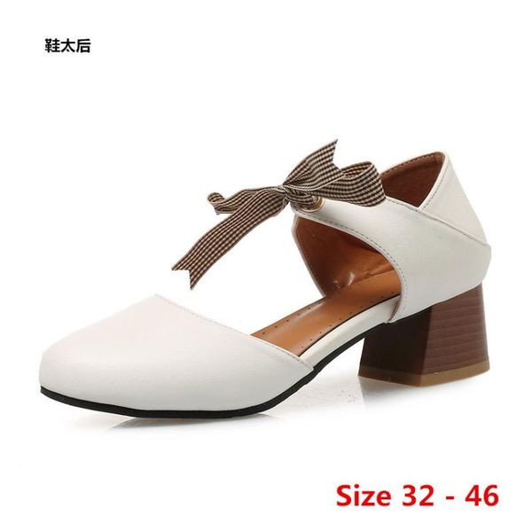 

stiletto women pumps low med heel shoes party wedding concise office heels small big size 32 - 46 dress, Black