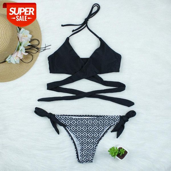 

bathing suits split temperament cross bikini swimsuit women #pp53, White;black