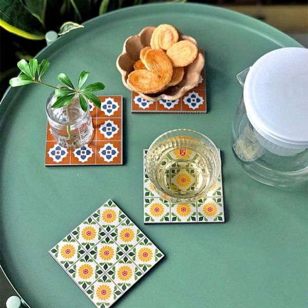 

mats & pads dunxdeco table placemat coasters moroccan floret brick wood pad tea coffee cup holder mesa vintage simple art decorating 2pcs