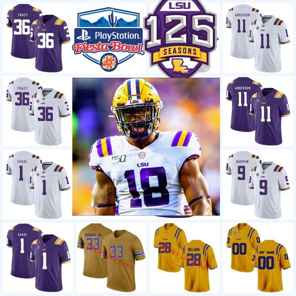 NCAA Personalizado LSU Tigres Costurado Jersey Jersey 80 Jack Bech 18 Damone Clark 77 Marlon Martinez 31 Cameron Lewis 12 Alex Adams 61 Cameron Wire Thomas Perry Kole Taylor