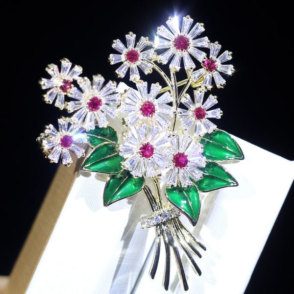 

asnora elegant flower brooch women's zircon needle head accessories clothing men and women gifts, Gray