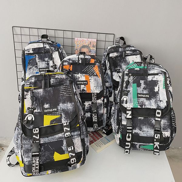 

schoolbag men's backpack wo junior high school students fashion trend cool korean