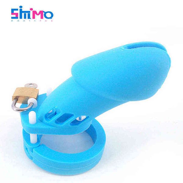 Nxy cockrings silicone suave castidade gaiola cb macho galo anel 5 tamanhos brinquedos sexuais para homens (azul) 1206