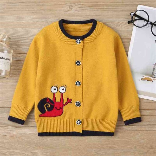 

arrival sweater children clothing print baby girls long sleeve single breasted snail knitwear 0-3t kids 210629, Blue