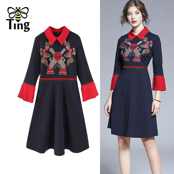 

vintage embroidery lady girl a line mini short dress color block spring street casual boho dresses vestidos plus 210513, Black;gray