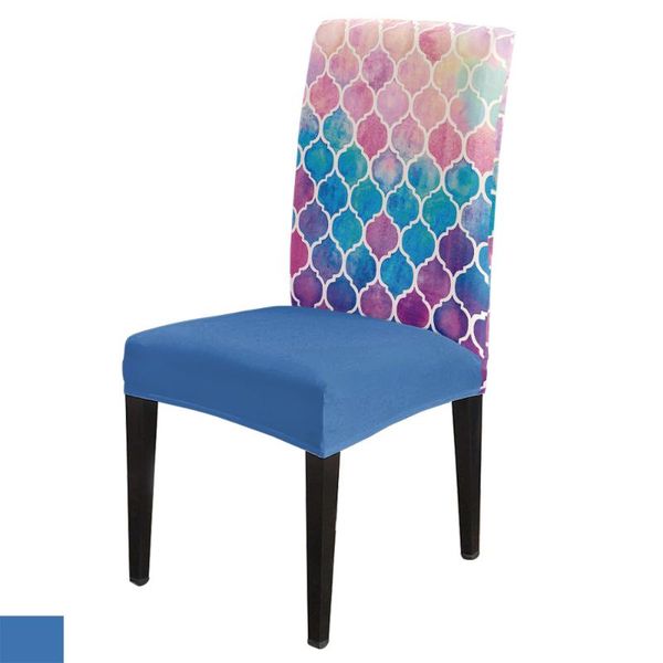 

chair covers 6/8pcs color morocco geometric checks dining cover spandex elastic slipcover case stretch for wedding el banquet