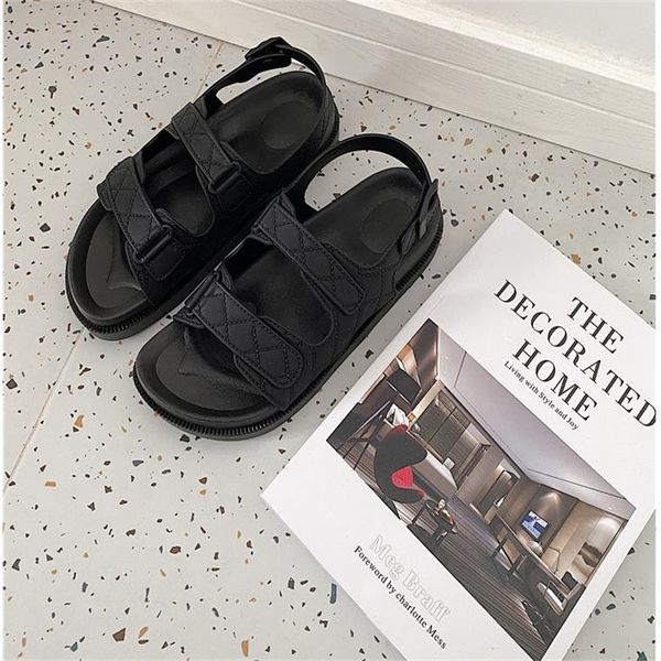 

zomer nieuwe merk vrouwen schoenen mode alle-wedstrijd platte dames sandaal antislip comfortabele zachte rome luxe designer 60% off store on, Black