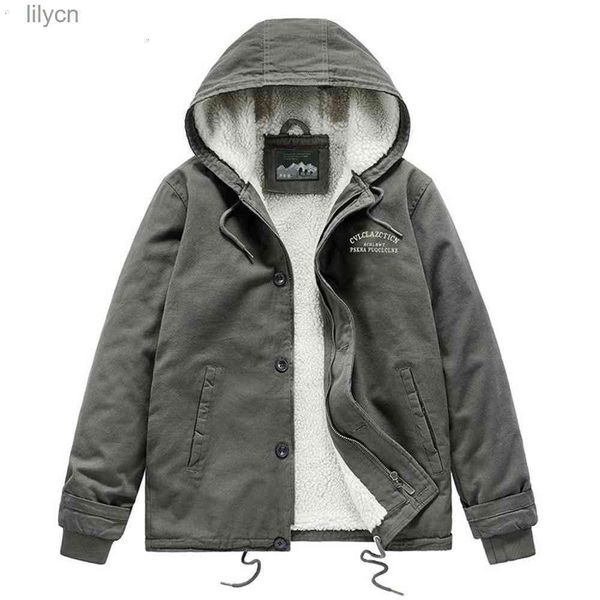 

dropshipping winter thicken warm cotton padded coats men's lamb wool hooded oversized outerwear male plus velvet padded jackets, Black