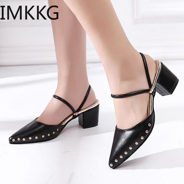 

slippers plus size 35-43 summer women sandals rivets pointed toe high heels ladies sandalia f90164, Black