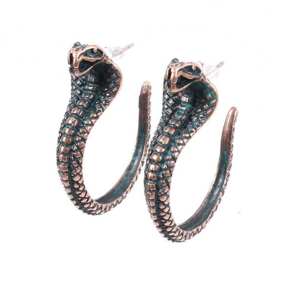 

earring punk exaggeration jewelry personalized snake make old animal earrings, Golden