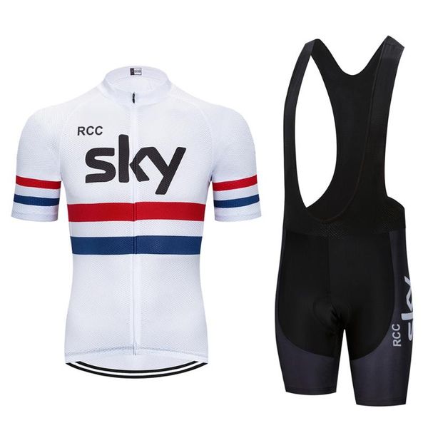 

racing sets 2022 rcc sky cycling set summer mtb wear bicycle team uniform clothes jersey with 19d gel pad bib shorts, Black;blue