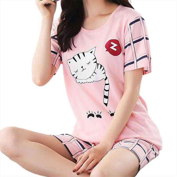 

cute 2pcs shirt amp shorts women sleepwear pajamas set print nightwear cartoon intimate lingerie pyjamas casual homewear, Black;red