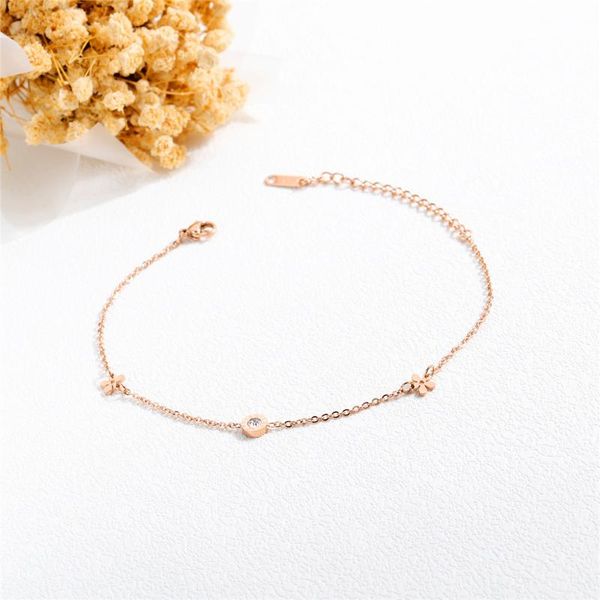 

anklets simple style adjustable bracelet stainless steel rose gold color butterfly cylinder bracelets leg foot ankle for woman, Red;blue