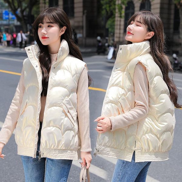 

women's vests women winter jackets coat autumn warm vest plus size candy color cotton jacket female wadded veste femme clothes 2021, Black;white