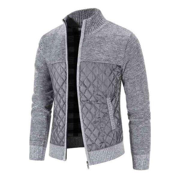 

2021 new autumn winter warm cashmere casual wool zipper slim fit fce et men coat drs knitwear male, Black
