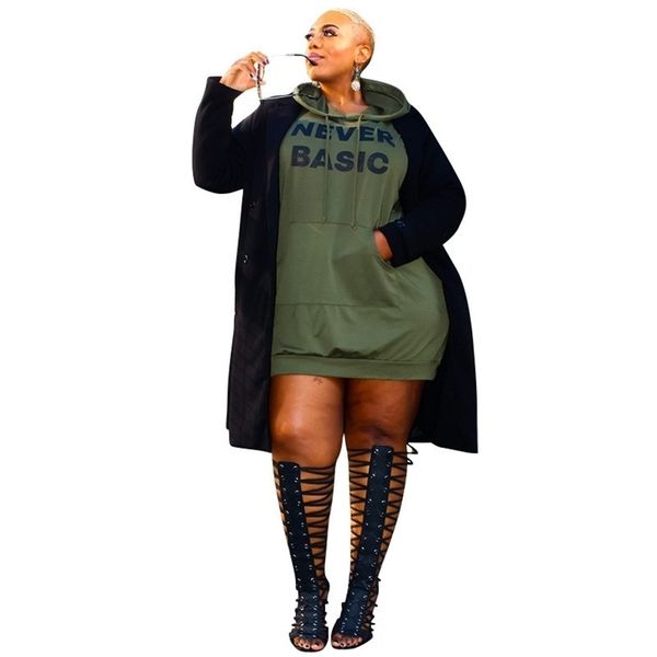 

plus size dresses for women 2021 letter print hoodie casual loose mini dress sweat suits spring clothes wholesale dropshipping, Black;gray