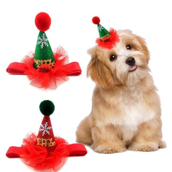 

pet dog cat christmas cute high-quality costume hat adjustable cap headwear snowflake party puppy wear costumes