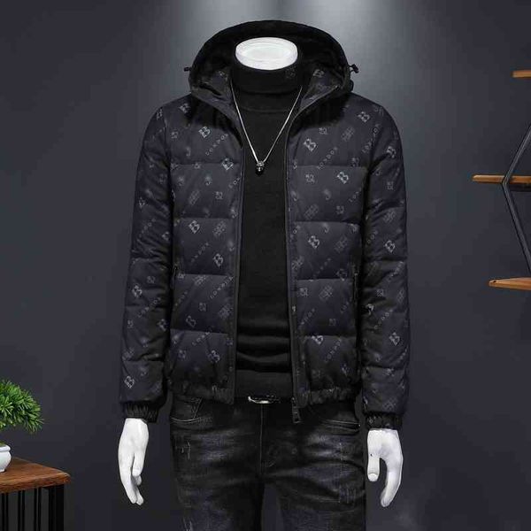 

winter warm men coat fashion brand casual thick hat white duck parka men's down et with hood, Black;white