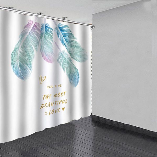 

shower curtains quality bathroom curtain polyester bath multi-size colorful feather pattern 3d printed home decor