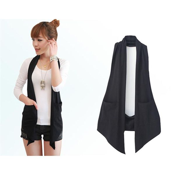 

women's vests autumn women fashion ol style halter sleeveless jacket spring korean casual solid slim temperament femme coat, Black;white