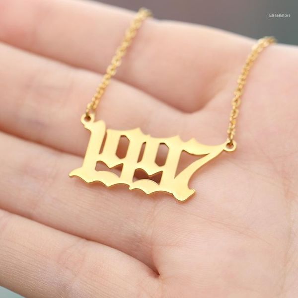 

chains year number necklace women stainless steel gold silver color chain chocker pendant jewelry christmas gifts1