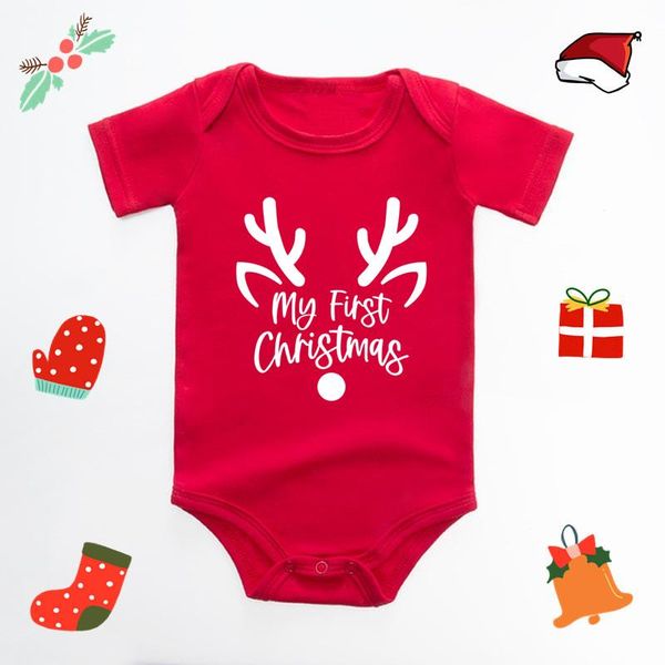 

rompers it's my first christmas reindeer print year's baby clothes red bodysuit girls boys romper cute infant jumpsuit short sleev, Blue