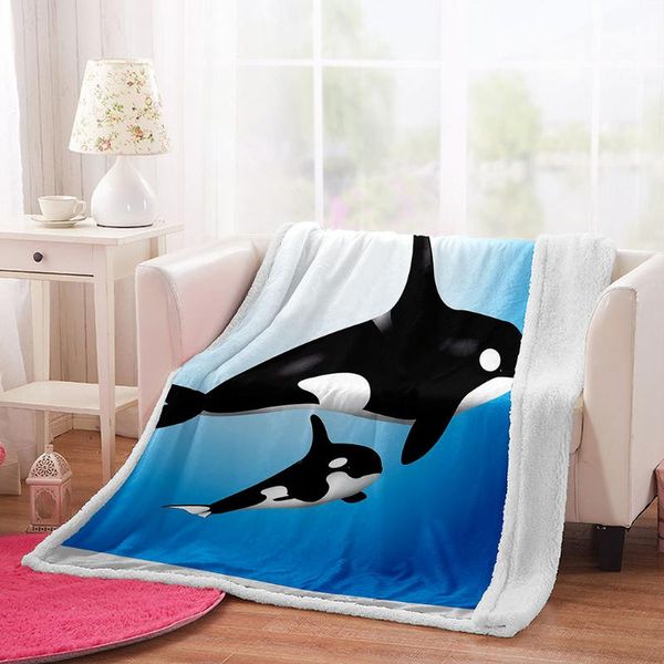 Coperte Irisbell Cartoon Whale Print Fuzzy Sherpa Coperta Casa Letto Divano Divano Decorativo Piazza Tiro Trapunta Morbido Copriletto Peluche